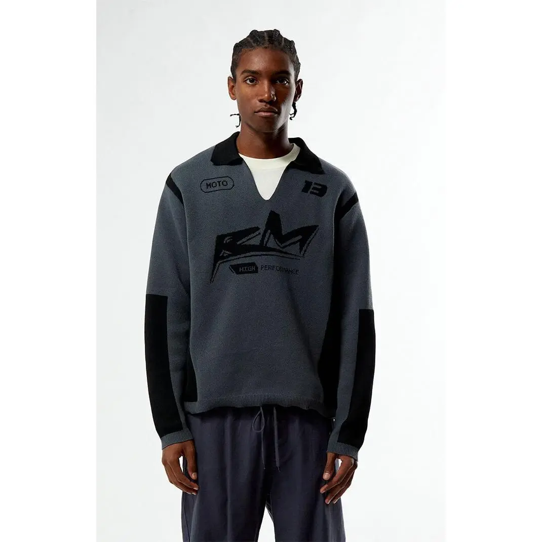 Pacsun Men's Moto Jacquard Polo Sweater Pacsun Men's Moto Jacquard Polo Sweater