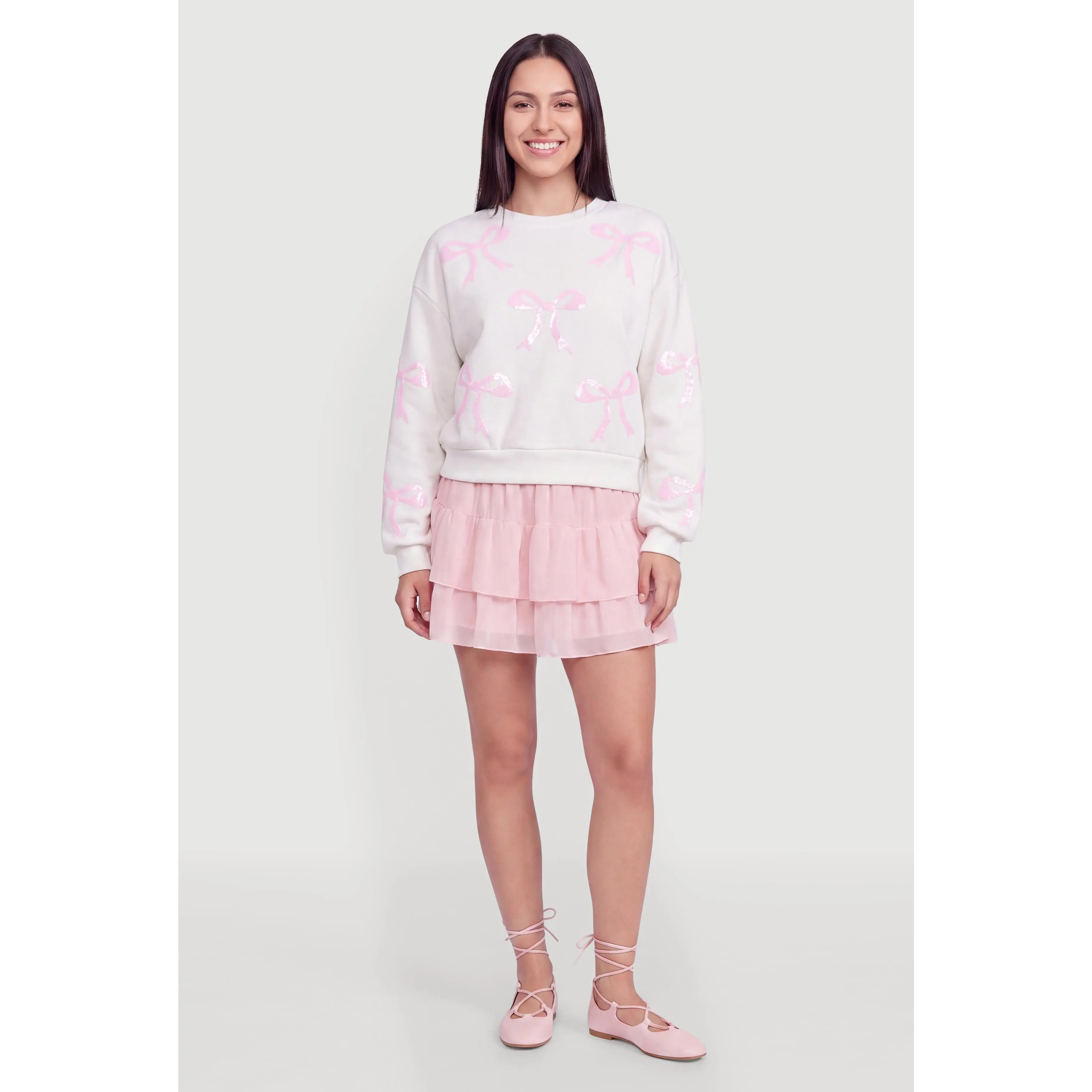 Sequin Graphic Long Sleeve Sweatshirt