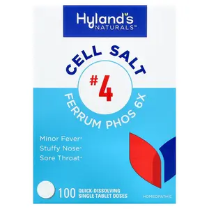 Hyland's Naturals Cell Salt #4, Ferrum Phos 6X, 100 Quick-Dissolving Single Tablets