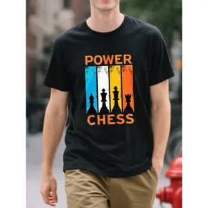 Retro Style Men's T-Shirt Power Chess Graphic Design Summer Casual Wear Perfect Gift For Chess Enthusiasts And Gamers