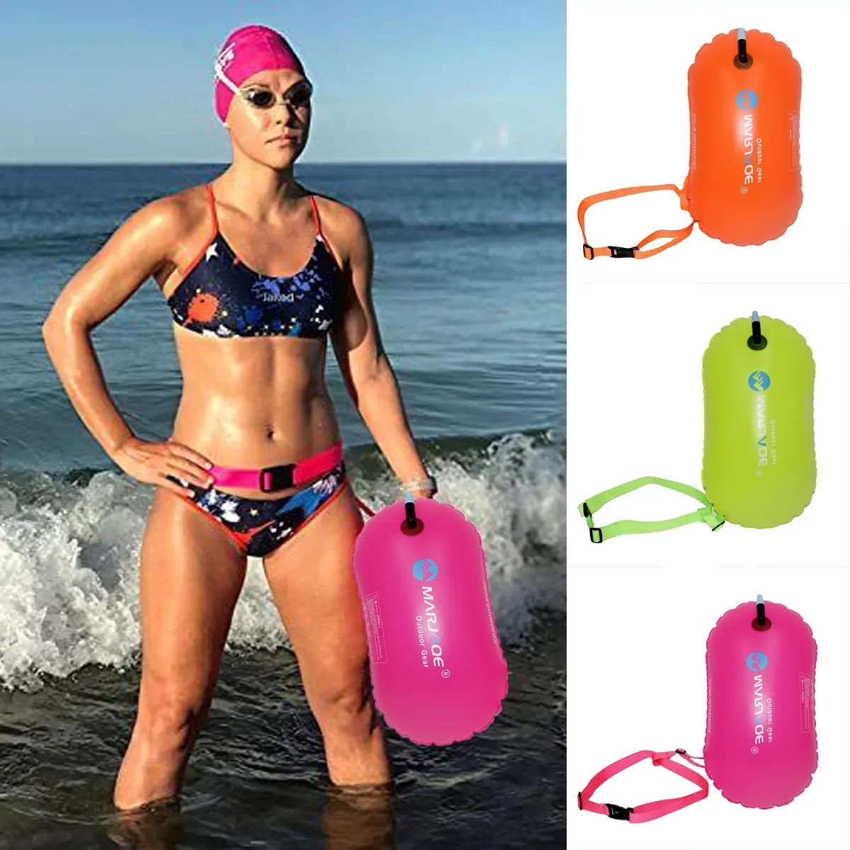 Outdoor Safety Swimming Float, Inflatable Floater, Easy Blow-Up Thick PVC Belted Swim Buoyancy Aid, Portable Water Rest Marker, Swimming Accessories, Ideal for Swimmers & Beginners