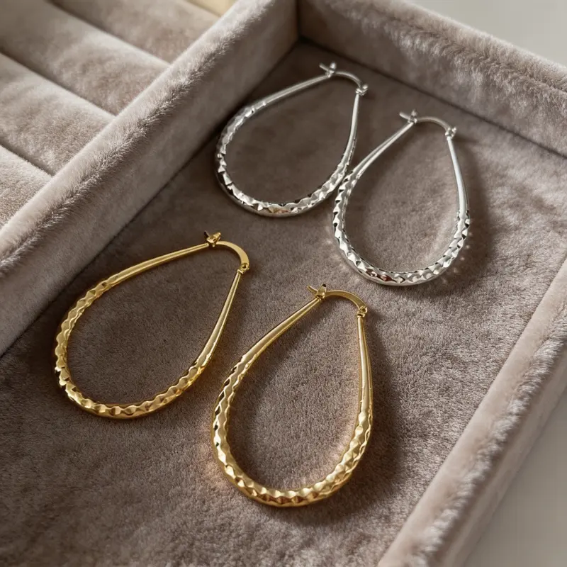 Curved Hammered Hoop Earrings, Trendy Women’s Fashion Ear Ornaments, Versatile Everyday Statement Accessory