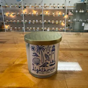 Lighthouse Candle & Scent Bar Coastal Candle with Salt Coconut Mango Scent and Wax Sea Shells Design