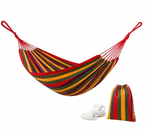 Durable Canvas Patio Hammock - 6.5FT Anti-Rollover Camping Set for Summer Use