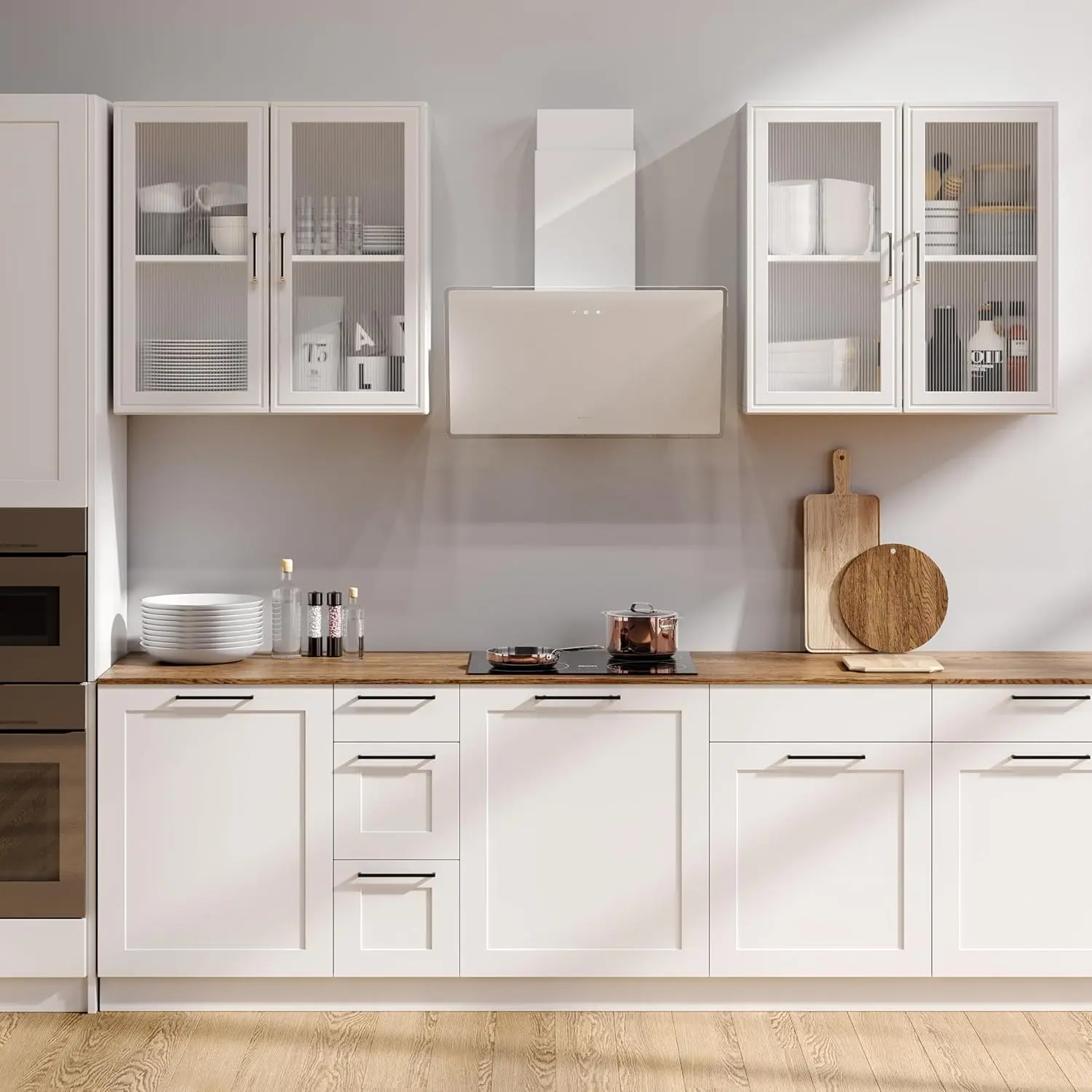 24'' Wall-Mounted Laundry Storage Cabinet - Modern White Cupboard with Durable Acrylic Sliding Doors, Indoor Furniture Storage Solution for Kitchen Organization, Durable Acrylic Material