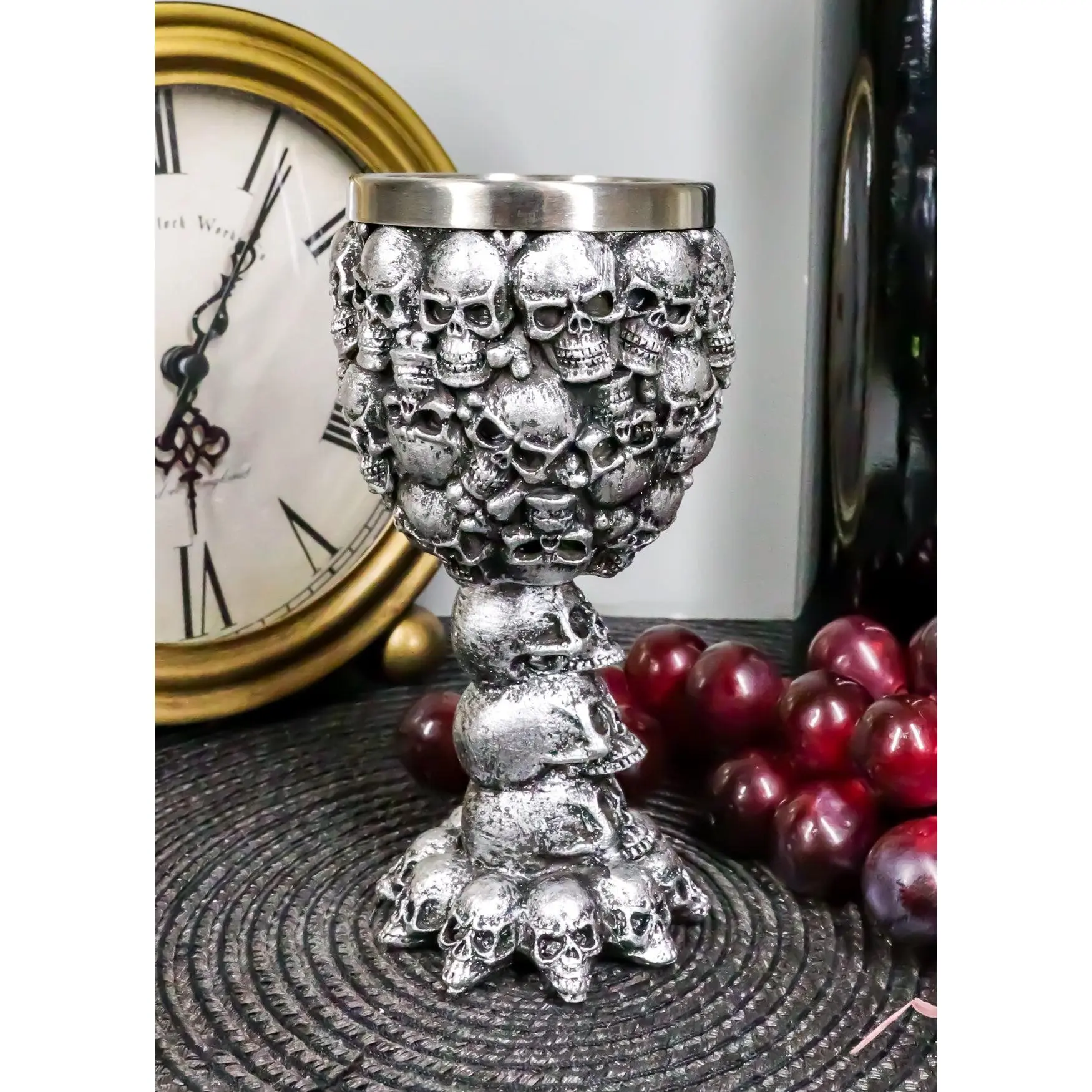 Ebros Day of The Dead Stacked Skulls Small Wine Goblet Or Shot Glass Chalice 3oz