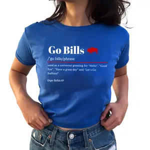 Retro Go Bills Baby Tee - Go Bills Crop Top, College Merch Apparel, Buffalo Fan Shirt, Game Day College Baby Tee
