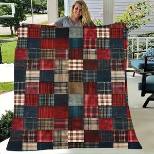 Comfortable Retro Plaid Flannel Throw Blanket - Soft, Warm, 1pc, Perfect for Sofa, Bed, Office, Travel | Ideal Birthday Gift