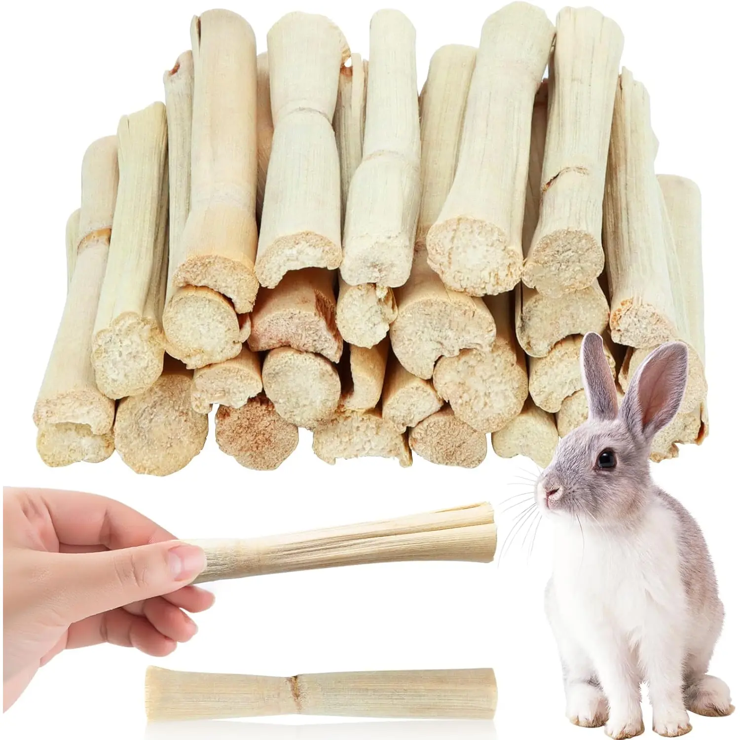 WYOMER 1lb Natural Sweet Bamboo Chew Toys - Animal Molar Sticks for Pet Snacks