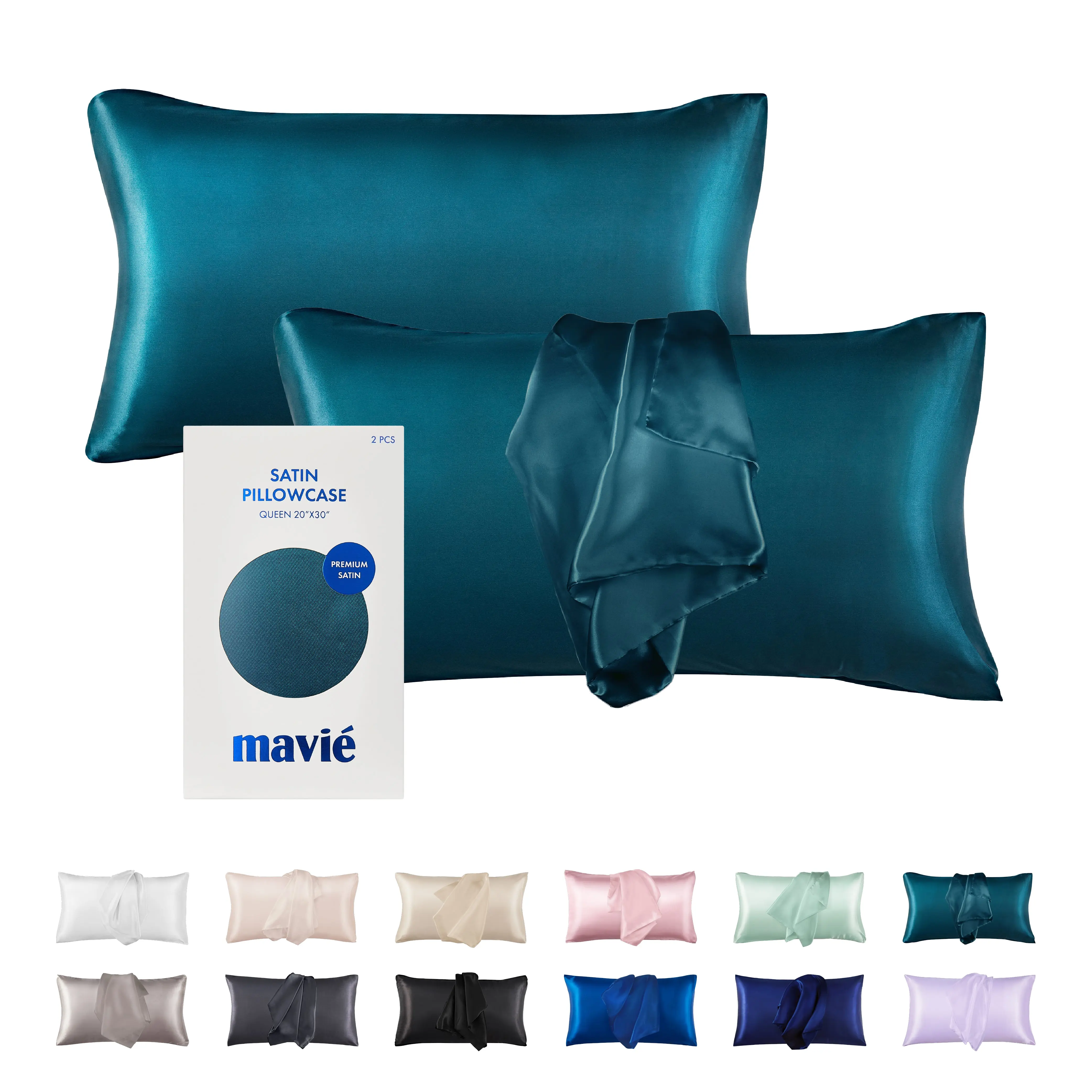 MAVIE Satin Pillowcase Set of 2 – Queen Size 20" x 30"