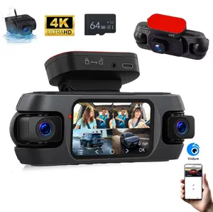 4K Wi-Fi Multi-Channel Car Dash Cam, with Front, Car DVR with 64GB Memory Card,Super Night Vision, App Control, G-Sensor, GPS, Reverse Assistance, Loop Recording, Car DVR Hd Screen Front Rear Left And Right dashcam