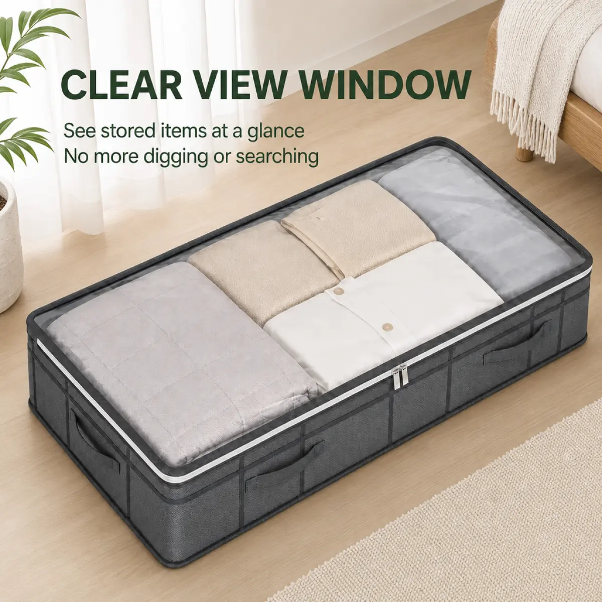 Large Under Bed Storage Bags (90L-125L) - Foldable, Dustproof Underbed Organizers with Sturdy Reinforced Handles, Space-Saving Containers for Bedding, Clothes, Toys, Ideal for Bedroom Closet Home Organization Solutions
