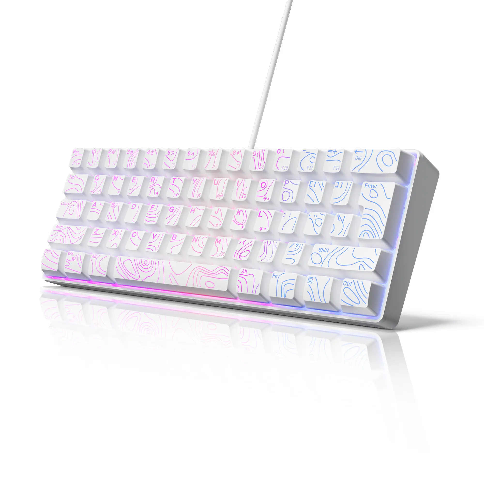 7KEYS 60% Wired RGB Gaming Keyboard, Compact 61-Key Mini Keyboard with 25-Key Anti-Ghosting, 8 Backlight Modes, Portable Keyboard for PC, Mac, Laptop, Gaming & Office
