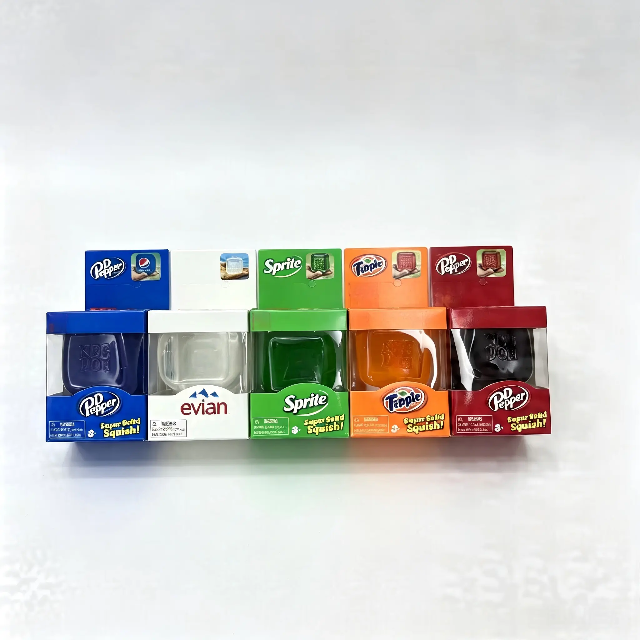 Nice Cube Soda Drink Series Squishy Fidget Cubes, Super Solid Clear Transparent Squish Stress Relief Toy, Silent Sensory Anxiety Relief Desk Toy, Cute Cola Sprite Evian Orange Water Design Fidget Squish Gift for Kids Teens Adults Office Classroom