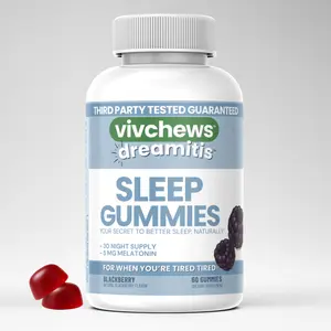 Vivchews Nighttime Vegan Sleep Gummies – Natural Non-GMO Melatonin 5mg, Natural Blackberry Flavor, Fruit Pectin Based, Gluten-Free, Pesticide/Herbicide Free, No Artificial Colors, Flavors or Sweeteners, 60 Count