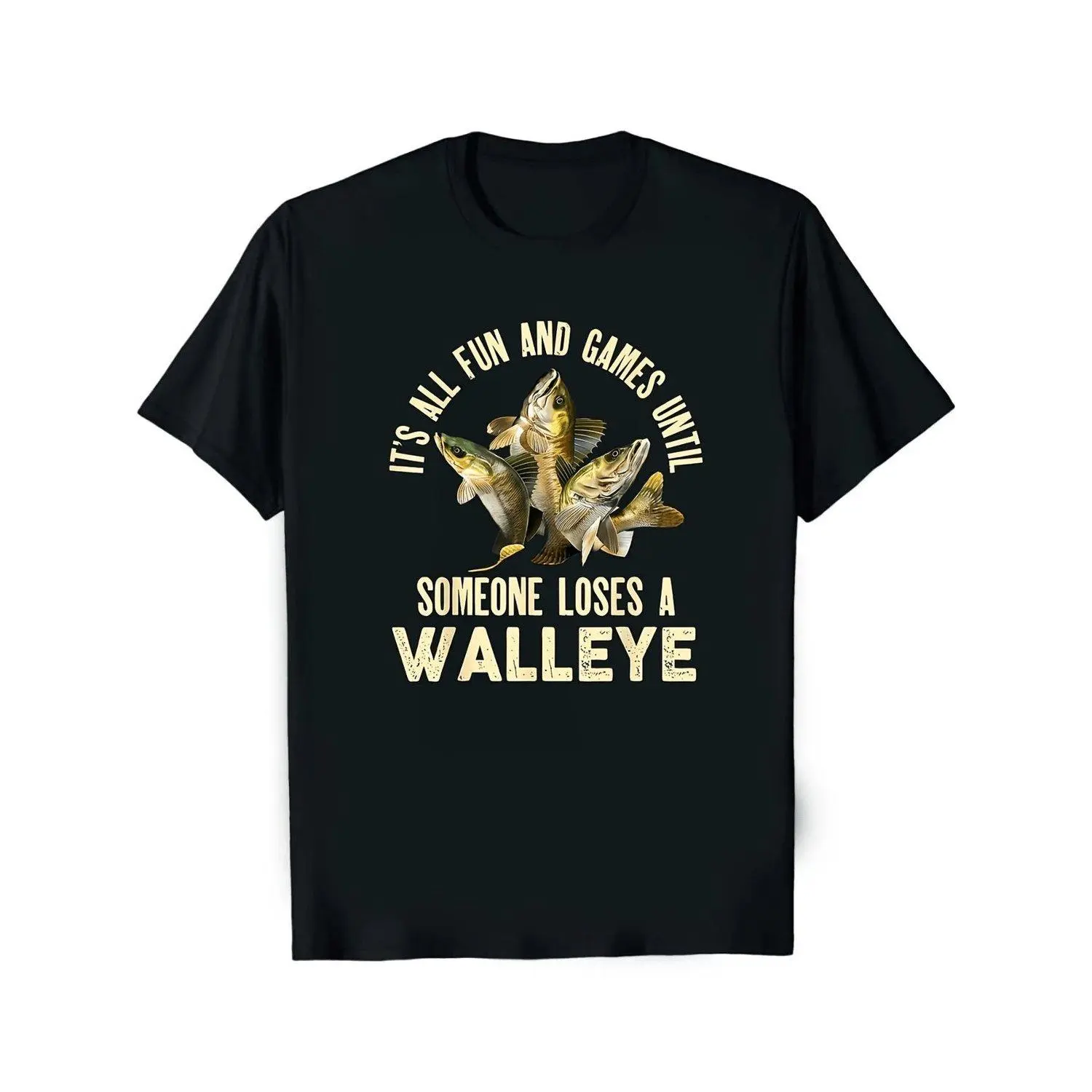 Women's Short-Sleeve Casual Walleye Fishing T-Shirt - Funny "Everything Is Enjoyable Until Someone Loses a Walleye" Graphic, Lightweight Summer Top, Fish Print Gift for Anglers, Casual Clothes, Shortsleeve, Tops