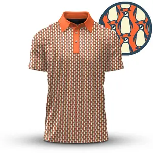 Vintage Penguin Orange Printed Golf Polo Shirt Short Sleeve Outdoors Fan-Made