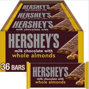 HERSHEY'S 36 BARS milk chocolate with whole almonds Snack Bonbon