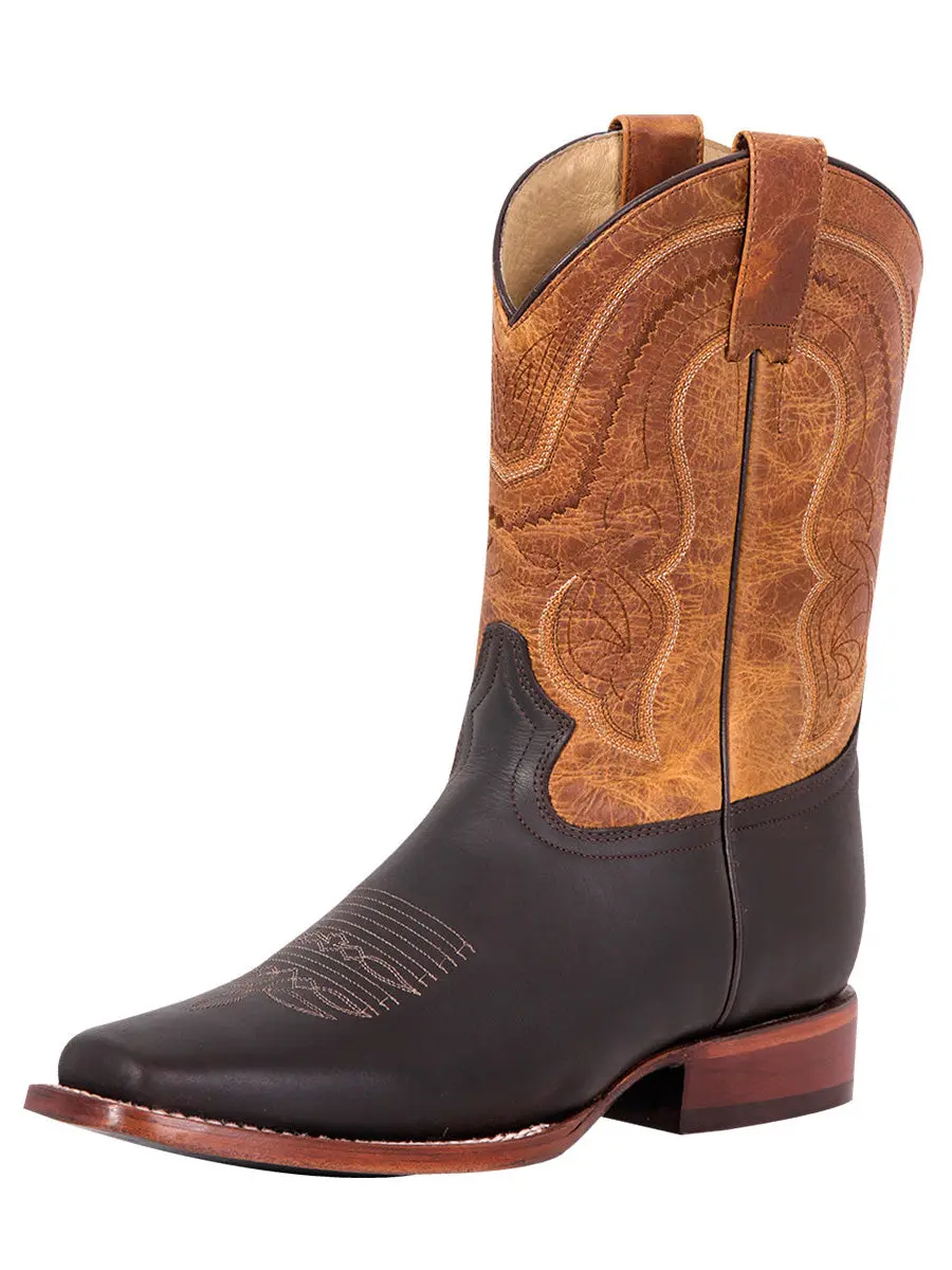 El General Men's Leather Cowboy Boot - Made in Mexico - Dark Brown 42996