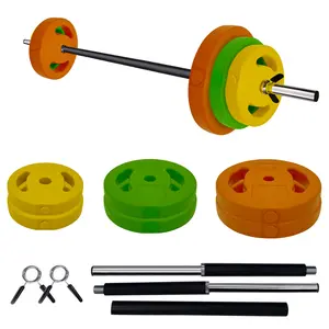 40LB Adjustable Barbell Weight Set for Home Gym, PU-Coated Floor-Friendly Weight Plates with Steel Bars & Clamp Collars, Multifunctional Strength Training & Cardio Pump Barbell Set with Foam Shoulder Pad for Women Men