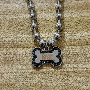 Brat Dog Bone necklace: Black