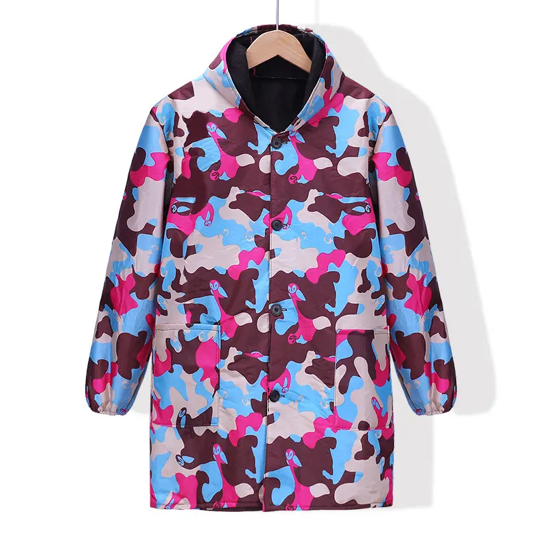 Menswear Unisex Camouflage Work Coverall Uniforms - Fleece-Lined Thermal Shell Fabric Suit, Adjustable Straps, Zipper Front, Windproof, Water-Resistant, Oil-Repellent for Cool Weather (70-90cm)