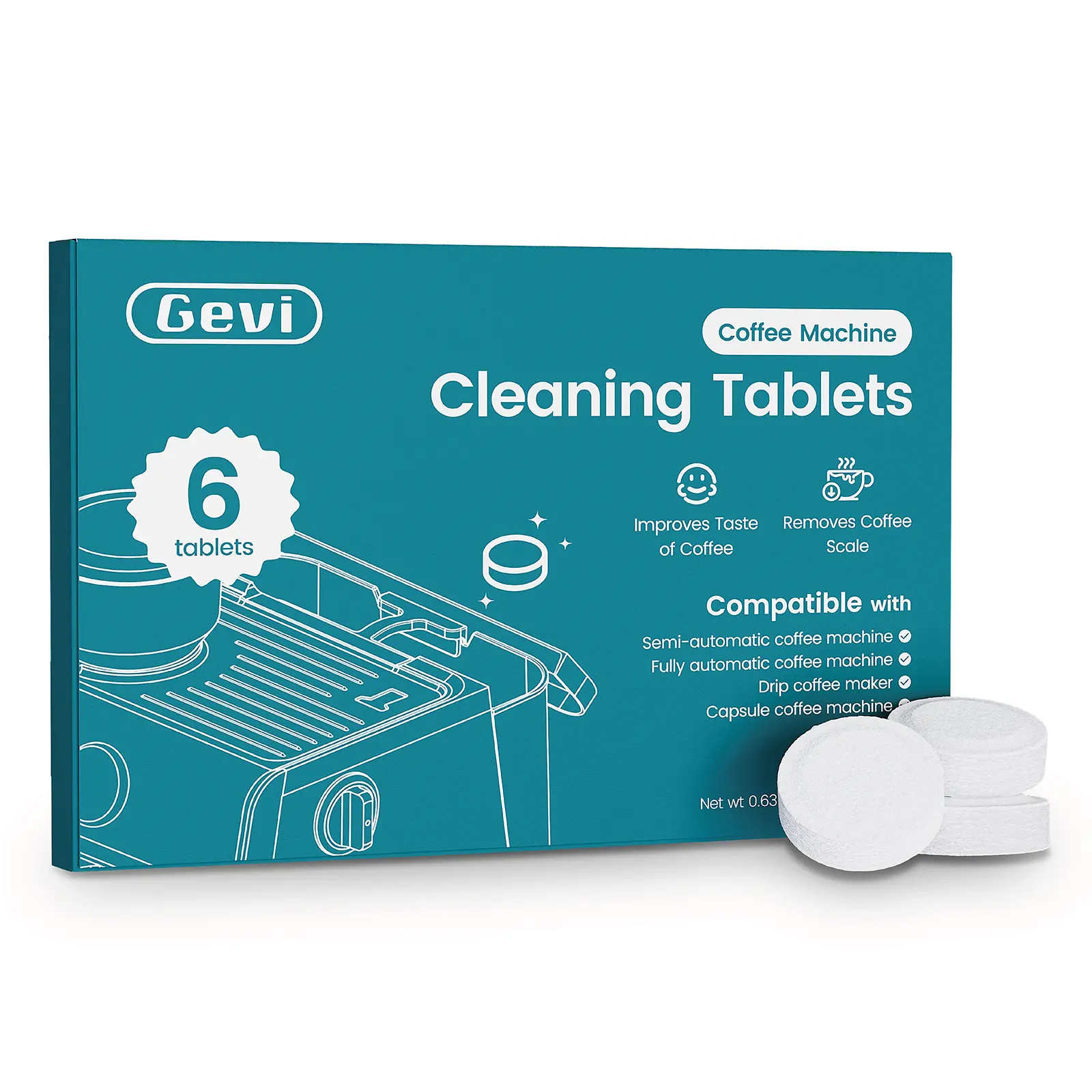 【Springtok】Gevi Coffee Maker Cleaner Tablets, Organic Citric Acid Espreso Machine Cleaner, Compatible with All Coffee Machines