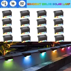 16PCS/8PCS step lights(Colorful), decorative lights, waterproof, solar deck lights, light source sensor lights, scene atmosphere lights, LED waterproof lights, party lights, suitable for decks, fences, railings, gardens, terraces, stairs, courtyards
