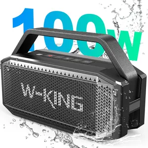 W-King Portable Outdoor Bluetooth Speaker Loud, 100W Bass Output, Ipx6 Waterproof, 24h Playtime, Stereo Pairing, Hands-free Calling, Supports Bluetooth/AUX/NFC/TF Card, for Camping, Beach, Patios, and Home