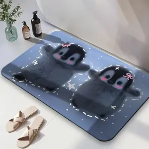 1PC,2D Cute Penguin Diatomaceous Earth Bath Mat Non-Slip Bathroom Rug Absorbent Quick-Drying Floor Mat for Bathroom Entrance Kitchen Door Mat Kids Bath Mat Anti-Slip Water Absorbent Rug