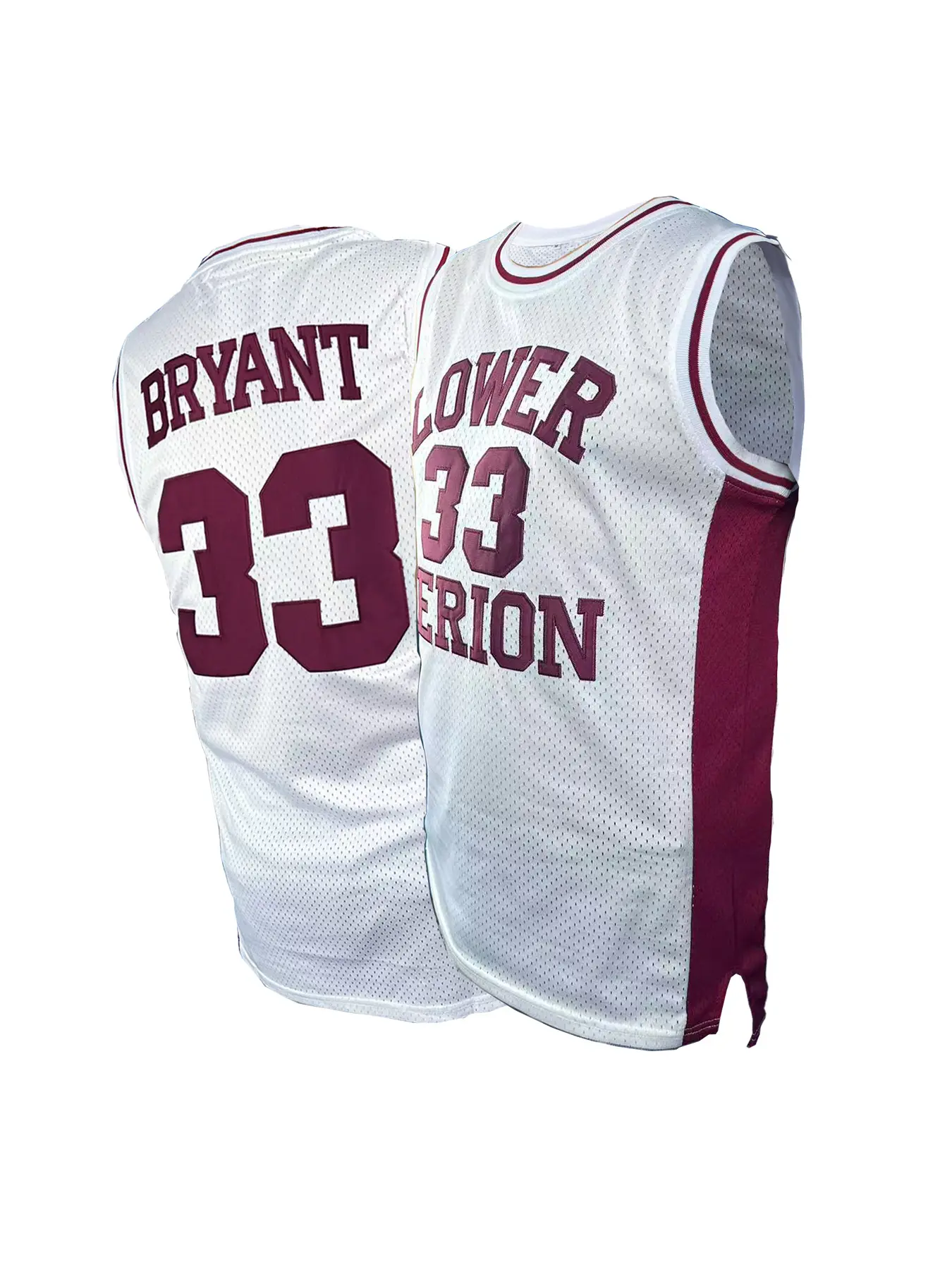 Men's Basketball Jersey #33 - White & Red Accent, Breathable Loose Fit Basketball Suit, Breathable Athletic Active Tops, Machine Washable Sportswear for Games, Practices - Sizes S-XXXL