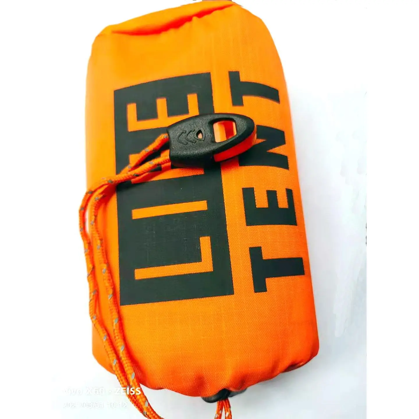 Orange tent + cloth bag with whistle
