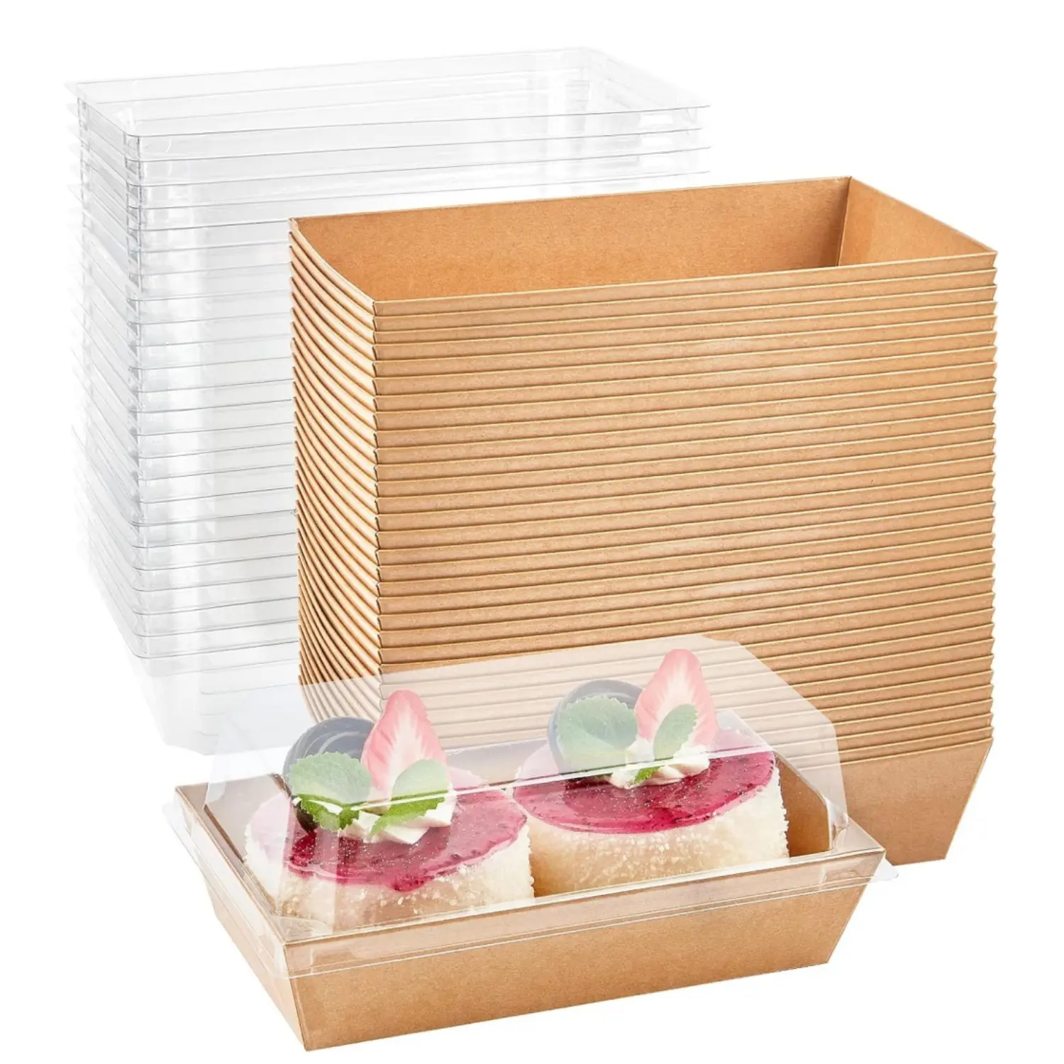 50Pcs Charcuterie Box with Clear Lids 6.1x3.3x2.5 inch Kraft Bakery Box, Cookie Box, Small Treat Box for Pastry, Sandwich, Cupcakes, Strawberries, Dessert To Go Containers - Home Improvement.