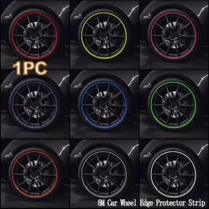8 Meter Universal Car Wheel Edge Protector, Flexible HUB Scratch Guard Tape, Durable Tire Decor Strip, Practical Car Aesthetic Modification Kit, Vehicle Exterior Decoration, Car Accessories