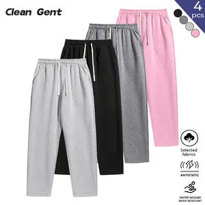 Clean Gent 100% polyester men’s basic casual sweatpants with a drawstring waist and a loose fit—ideal for sports and running, suitable for all seasons and everyday wear; fleece-lined interior.