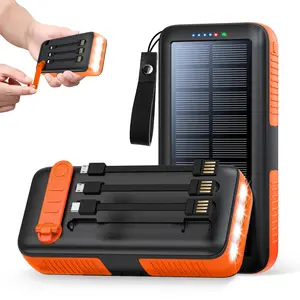 solar Power Bank 63200mAh Portable Charger Dual Outputs Dual Inputs 4 LEDs Flashlight Hand Crank Solar Charger Fast Charging Battery Pack for Outdoor Camping Emergency Gear