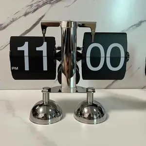 European Retro style Flip Down Mechanical clock stainless steel Decor