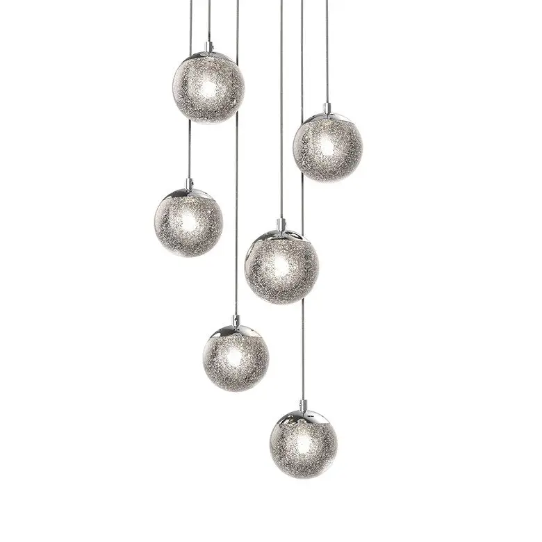 Champagne Bubbles LED Chandelier - 6 Light with Stunning Glass Crystal Balls and Unique Effervescent Design