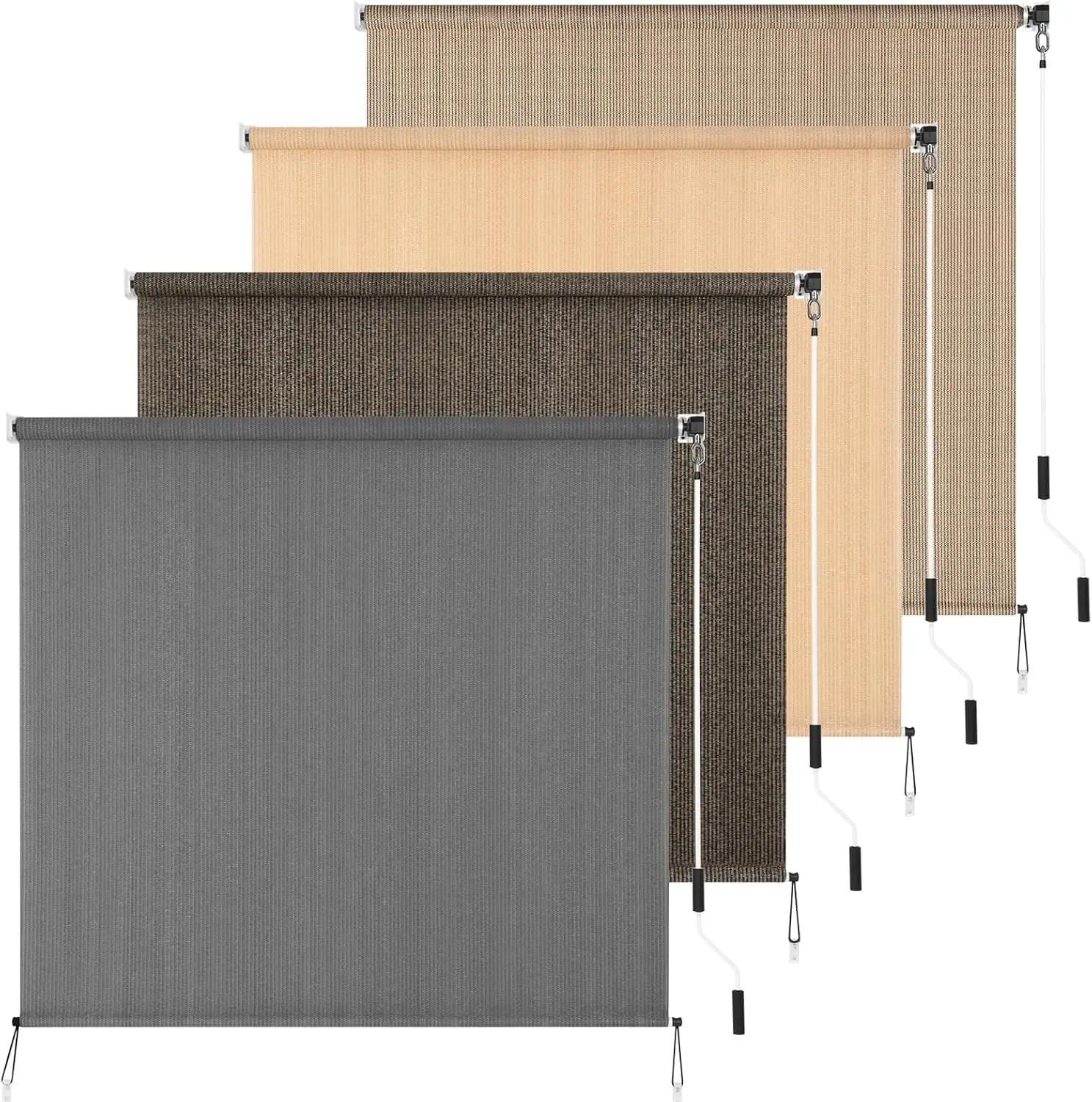 Outdoor Roller Shade 6' W x 8' L Cordless Patio Shades Roll Up Outdoors Blinds with UV Protection, Exterior Roller Shades Cloth for Porch Pergola, Dark Gray