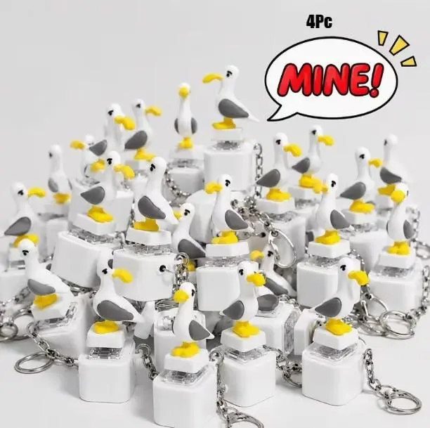 Seagull MINE! Button Keychain with Real Sound Effect and LED Light, Funny Interactive Novelty Gift Suitable for Friends and Family, summerwins