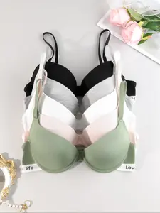 Underwire Push-Up Bras Set | Letter Straps Backless Design, Multi-Colors. Comfortable, Stylish, Elegant, Chic, Breathable & Supportive. ‘Love Life’ Detail, Perfect for Daily Wear. Grab Now!