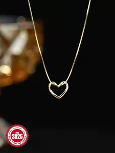 S925 Sterling Silver Twisted Heart Design Pendant Necklace for Women, Heart Shaped Necklace, Simple Pendant Necklace for Party, Daily Decor, Trendy All-match & Exquisite Jewelry for Gift