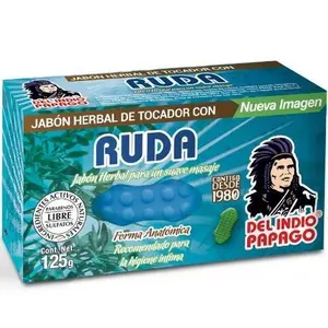 DEL INDIO PAPAGO Soap With Rue 125g - Mexican Beauty - Cleaning and Softness in Delicate Skin Areas - Sensation of Freshness - Herbal Aroma -Recommended for Intimate Hygiene - Coconut Oil - Vegan