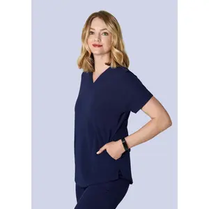 Oversized V Neck Top Navy
