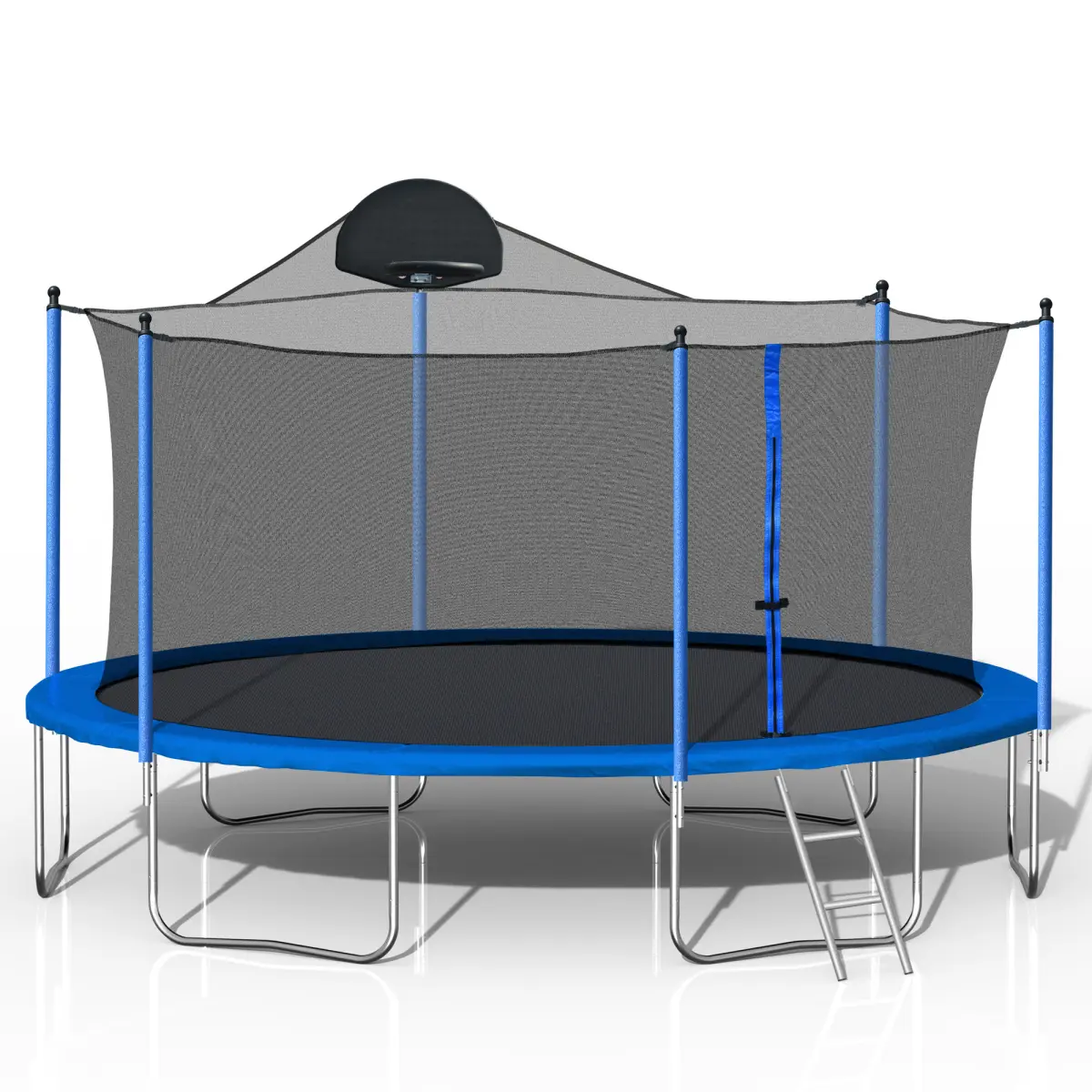 12FT/14FT Trampoline for Adults & Kids with Basketball Hoop, Outdoor Trampolines w/Ladder and Safety Enclosure Net for Kids and Adults Home Gym Home Workout Equipment