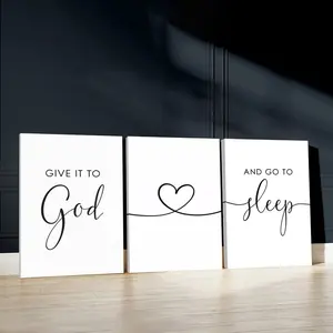 3pcs Inspirational quote Wall Art, Unique Artwork, Heart Symbol Design Poster, Peaceful Art Prints, Restful Home Decor, Modern Wall Paintings, Cozy Canvas Posters, Housewarming Gift, With Frame