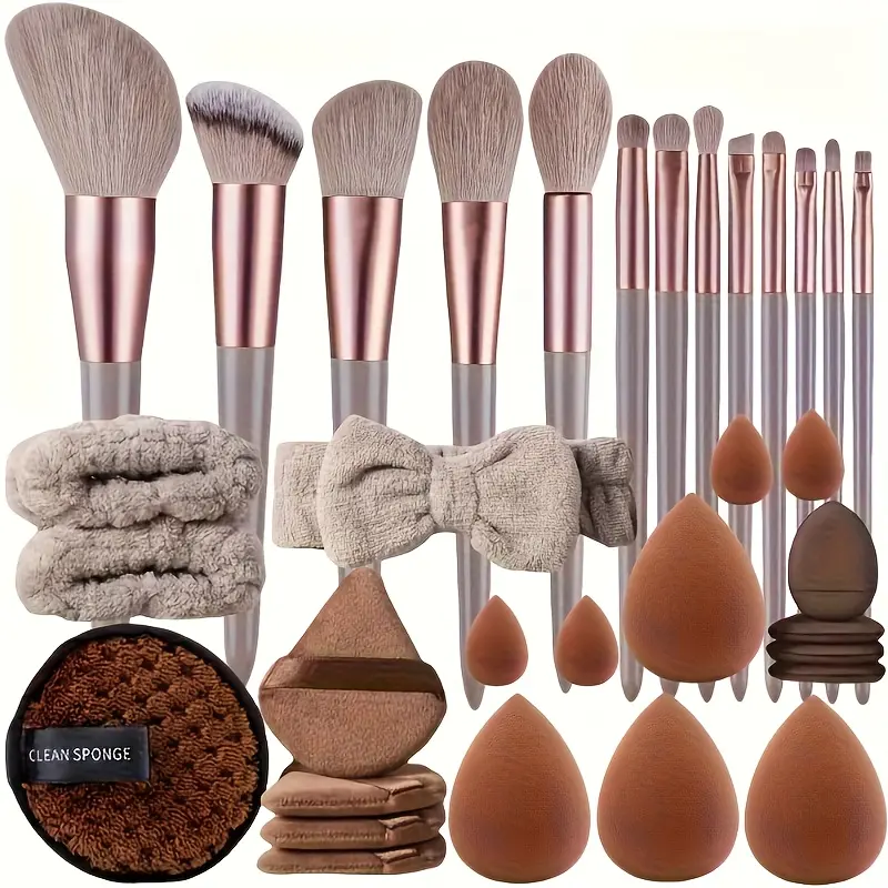 33-Piece Luxury Makeup Brush Set with Rose Gold Handle - Professional Soft Synthetic Brushes for Precise Foundation, Eyeshadow & Contouring, Ideal for Sensitive Skin & All Skin Tones, Travel-Friendly, Makeup Brush Kit