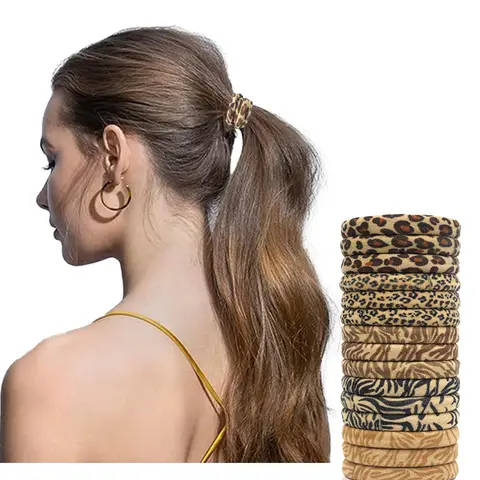 High Stretch Leopard Pattern Elastic Hair Ties, Elastic Hair Accessory, Fashion Hair Accessories for Women & Girls, Minimalist Headwear Suitable for Thick Hair, Wavy Curly Scrunchies, Fashionable Hair Accessories, Elastic Band Scrunchie