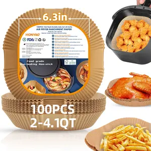 Square Air Fryer Paper Liner, Paper  Pot ，Compatible with Ninja/Chefman/Cosori / Instant Pot Airfryer, Food Grade Baking Tray for Home Kitchen, Gift,100 Pcs