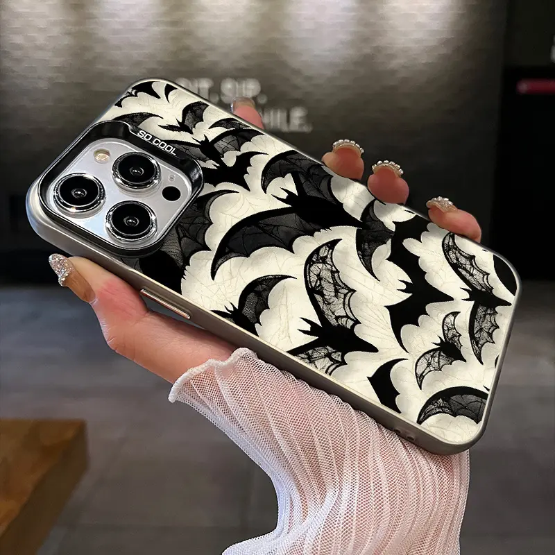 Bat pattern phone case suitable for iPhone17 16 15 14 13 12 11  XS X Plus Pro Max Fashion Style Protective Case Durable, shock-absorbing, lightweight, high-quality, scratch-resistant, stylish, elegant Halloween gift new release Ugly iPhone case, Bat Phone